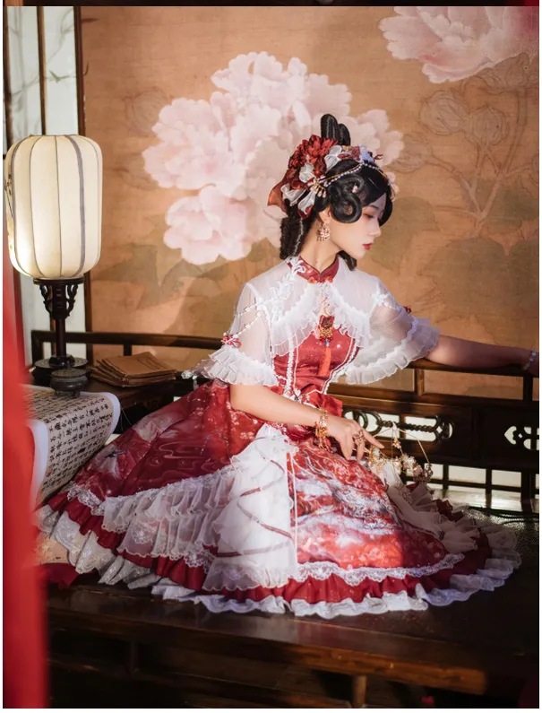 (Buyforme)Two Rural Cats~Nine-Color Deer Chinese Style Lolita Dress  Set