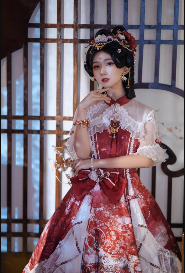 (Buyforme)Two Rural Cats~Nine-Color Deer Chinese Style Lolita Dress  Set