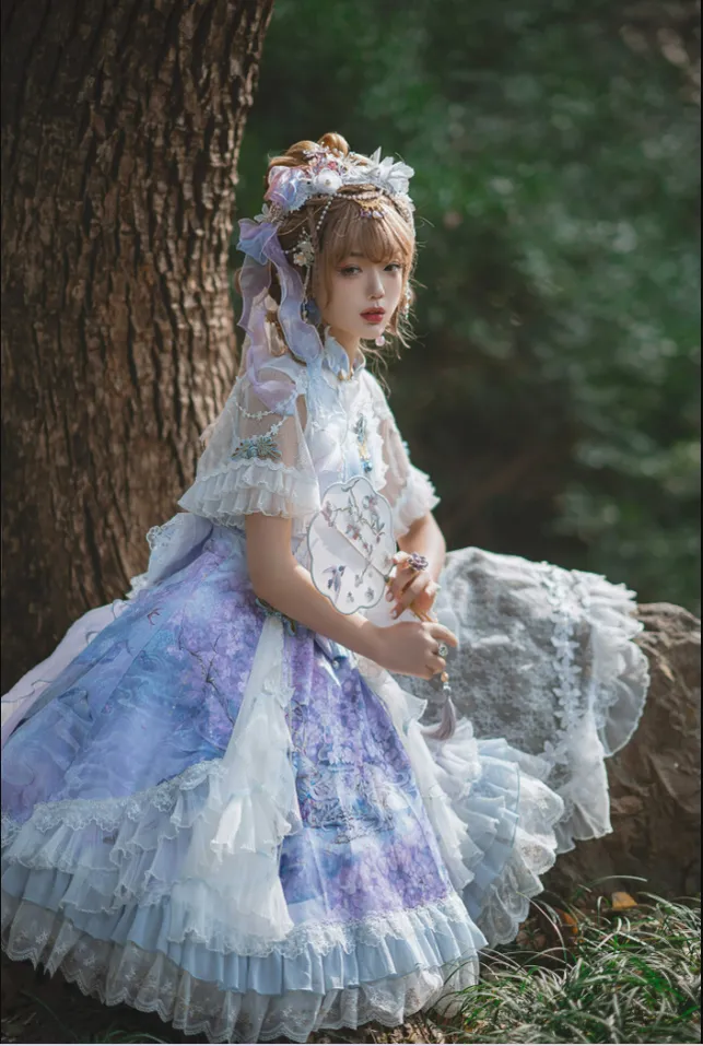 (Buyforme)Two Rural Cats~Nine-Color Deer Chinese Style Lolita Dress  Set