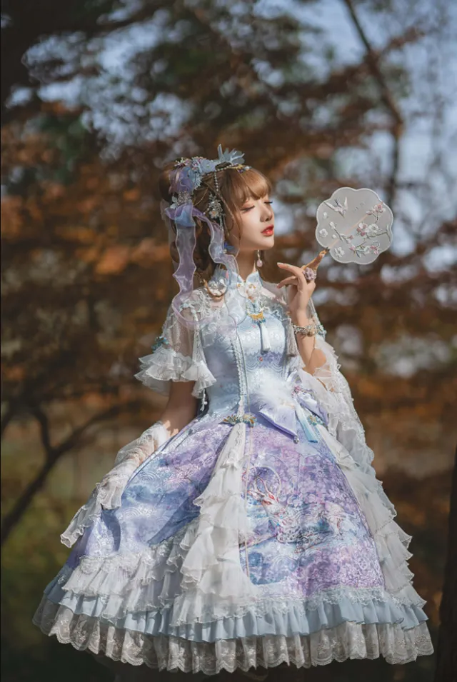 (Buyforme)Two Rural Cats~Nine-Color Deer Chinese Style Lolita Dress  Set