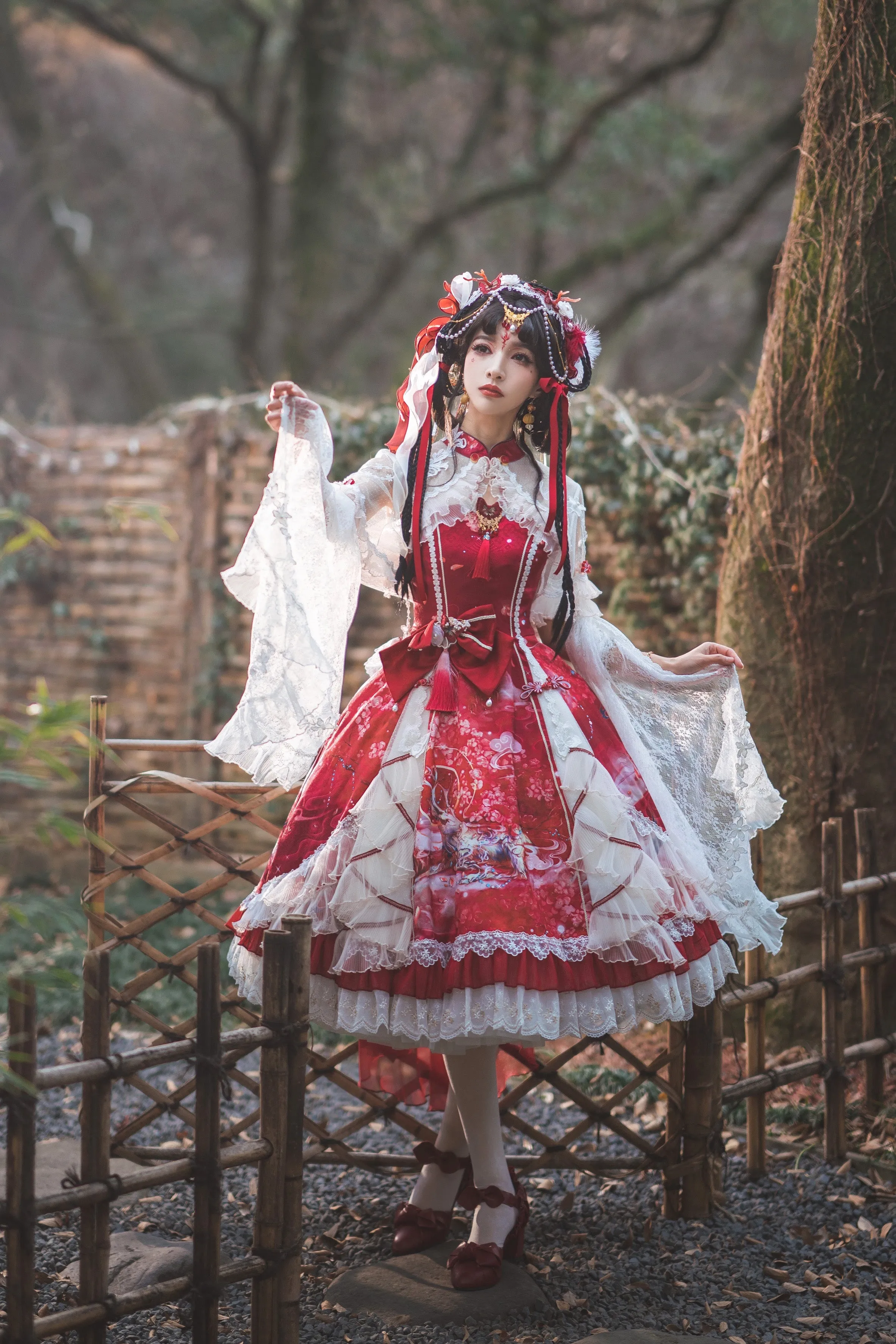 (Buyforme)Two Rural Cats~Nine-Color Deer Chinese Style Lolita Dress  Set