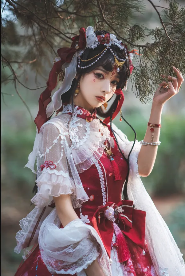 (Buyforme)Two Rural Cats~Nine-Color Deer Chinese Style Lolita Dress  Set