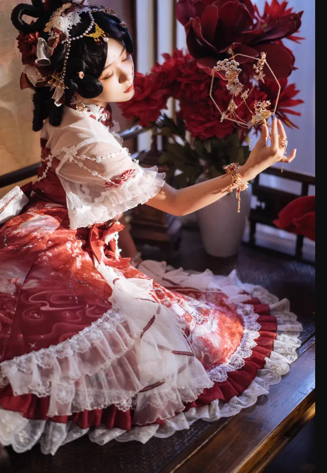 (Buyforme)Two Rural Cats~Nine-Color Deer Chinese Style Lolita Dress  Set