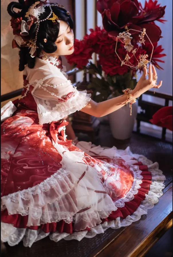 (Buyforme)Two Rural Cats~Nine-Color Deer Chinese Style Lolita Dress  Set