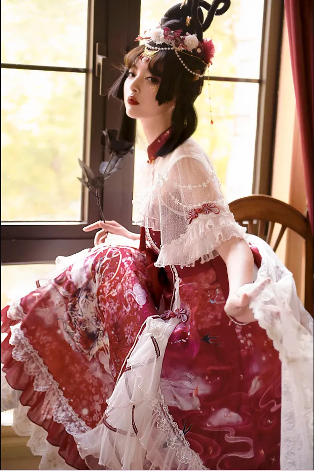 (Buyforme)Two Rural Cats~Nine-Color Deer Chinese Style Lolita Dress  Set