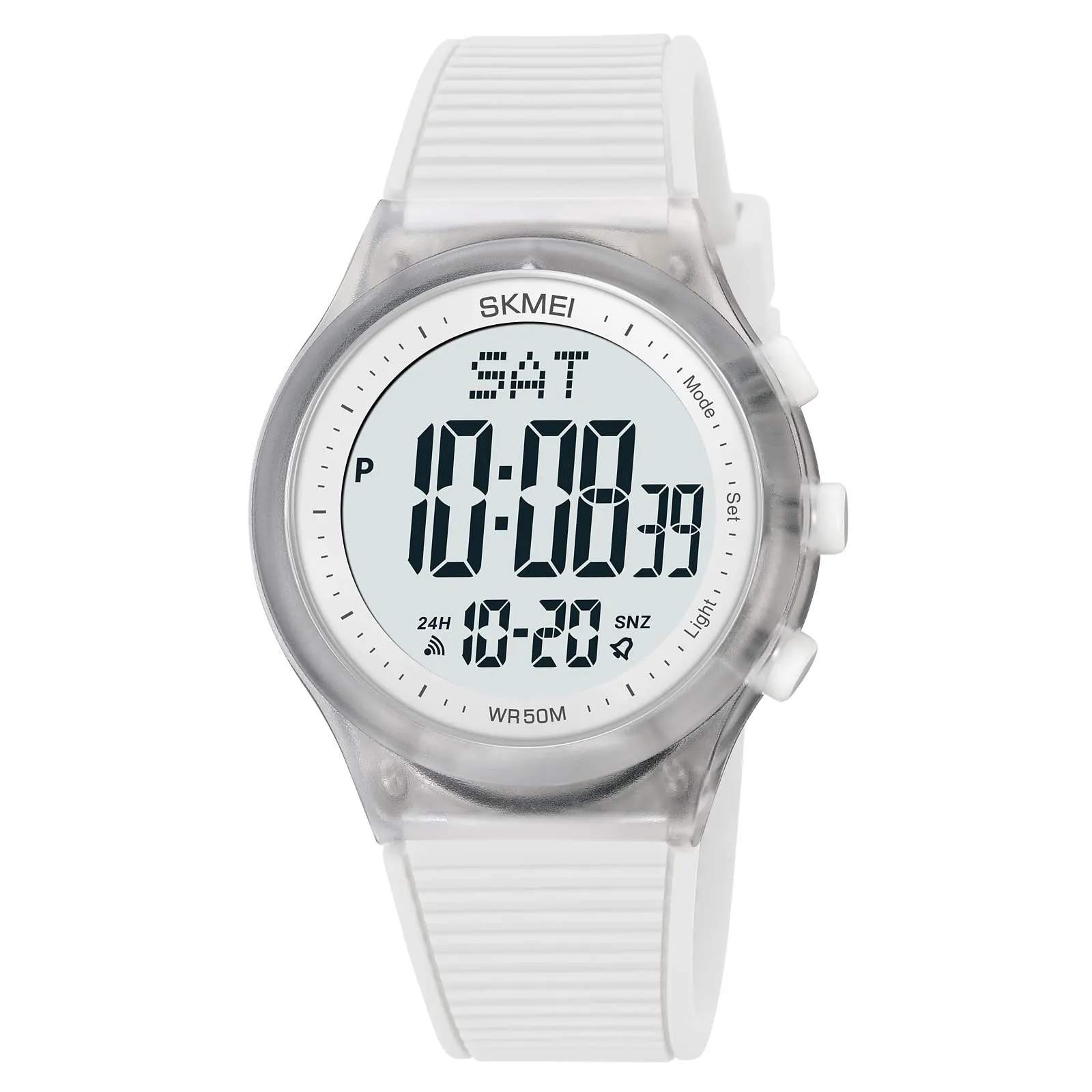 CakCity Digital Watch for Women Waterproof Stopwatch Sports Watches for Mens and Womens Unisex Outdoor Rubber Strap Multifunction Wristwatch with Luminous Display,Black/White