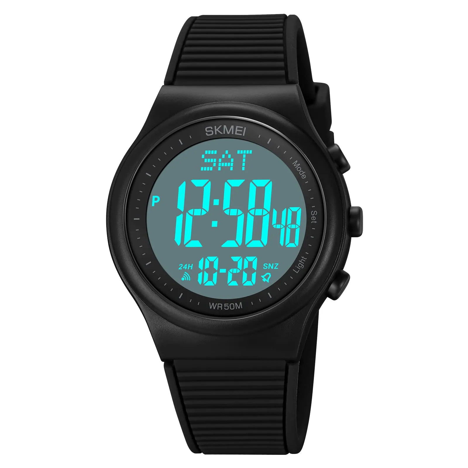 CakCity Digital Watch for Women Waterproof Stopwatch Sports Watches for Mens and Womens Unisex Outdoor Rubber Strap Multifunction Wristwatch with Luminous Display,Black/White