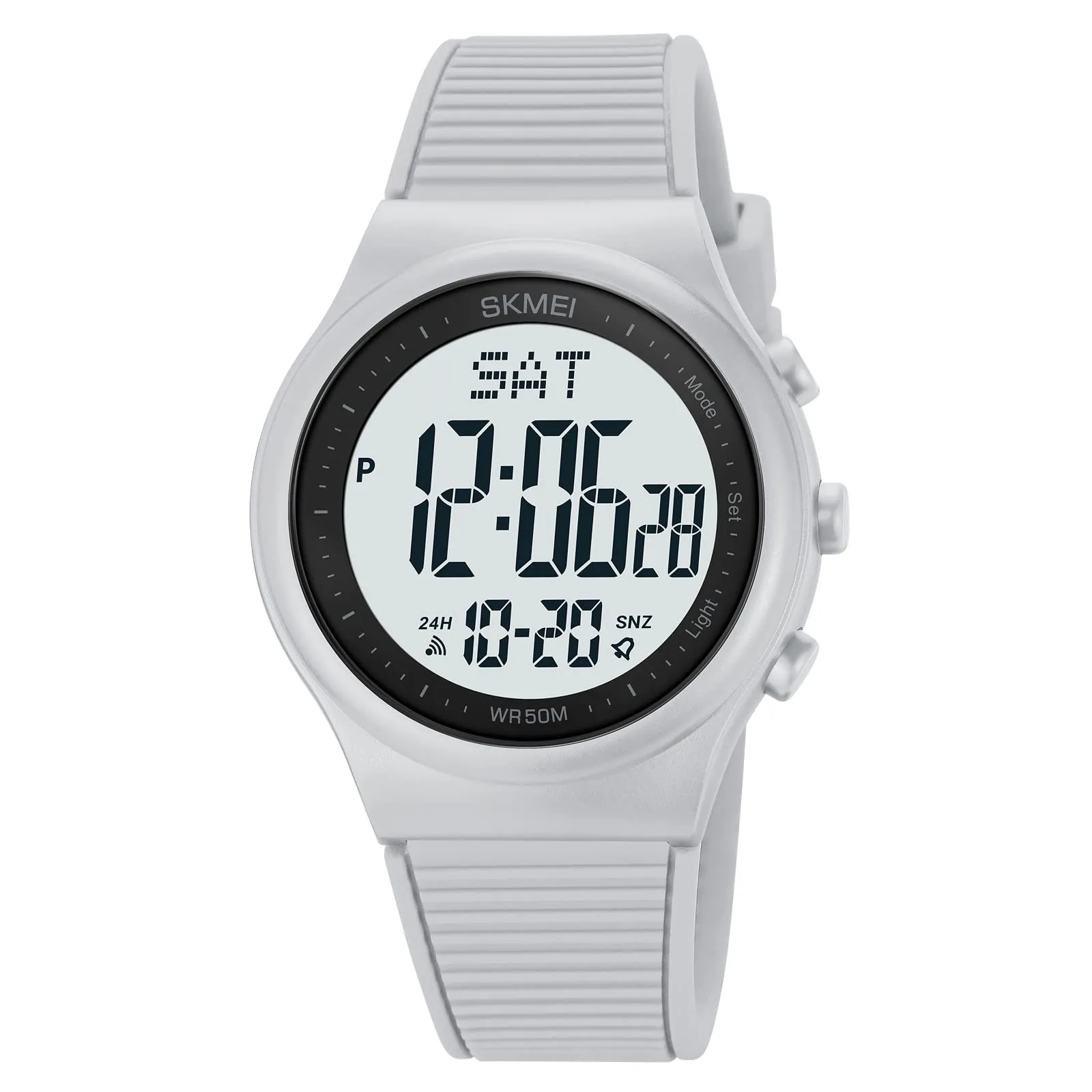 CakCity Digital Watch for Women Waterproof Stopwatch Sports Watches for Mens and Womens Unisex Outdoor Rubber Strap Multifunction Wristwatch with Luminous Display,Black/White
