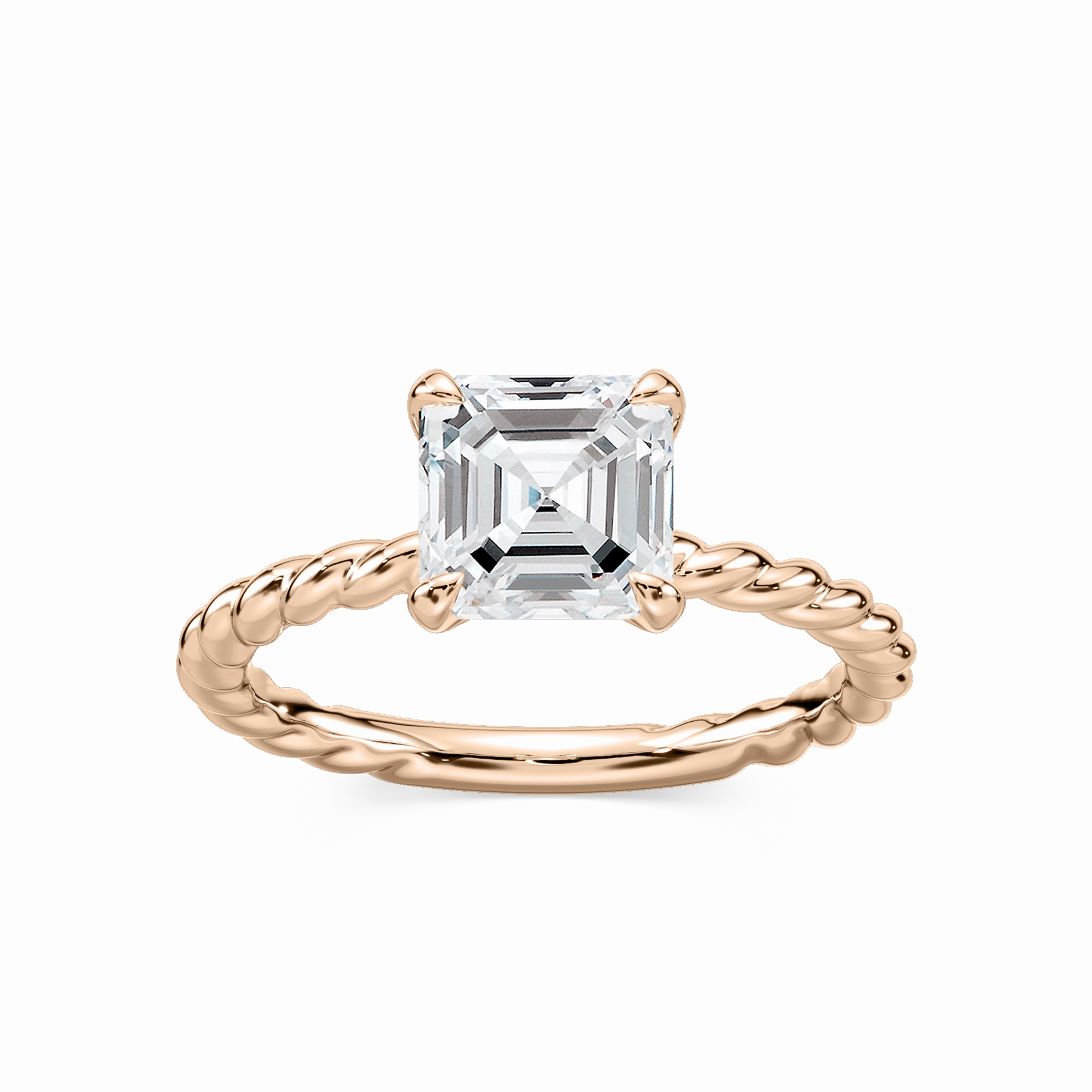 Cali Asscher Lab Grown Diamond Rope Solitaire Engagement Ring Premium Care