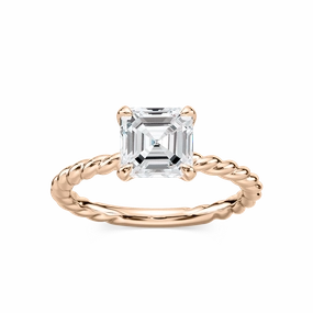 Holiday Style Cali Asscher Lab Grown Diamond Rope Solitaire Engagement Ring