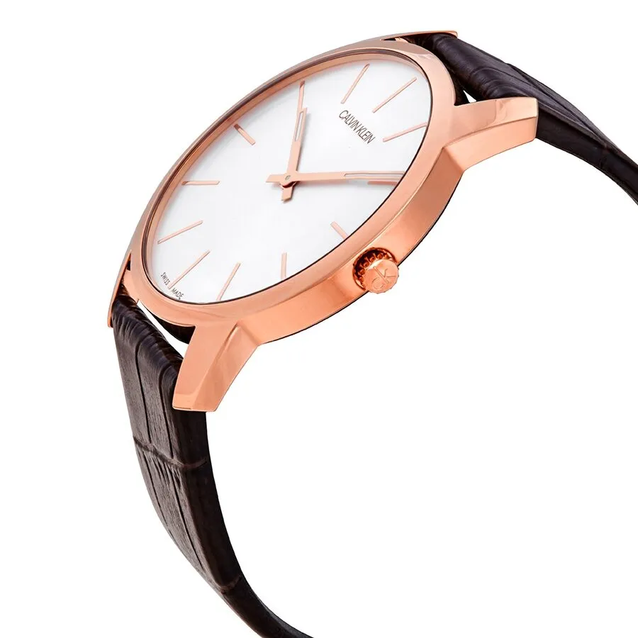 Calvin Klein Quartz Silver Dial Brown Leather Men's Watch K2G21629