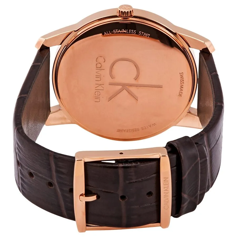 Calvin Klein Quartz Silver Dial Brown Leather Men's Watch K2G21629