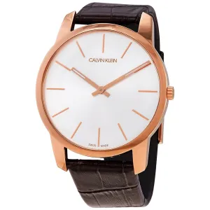 Calvin Klein Quartz Silver Dial Brown Leather Men's Watch K2G21629