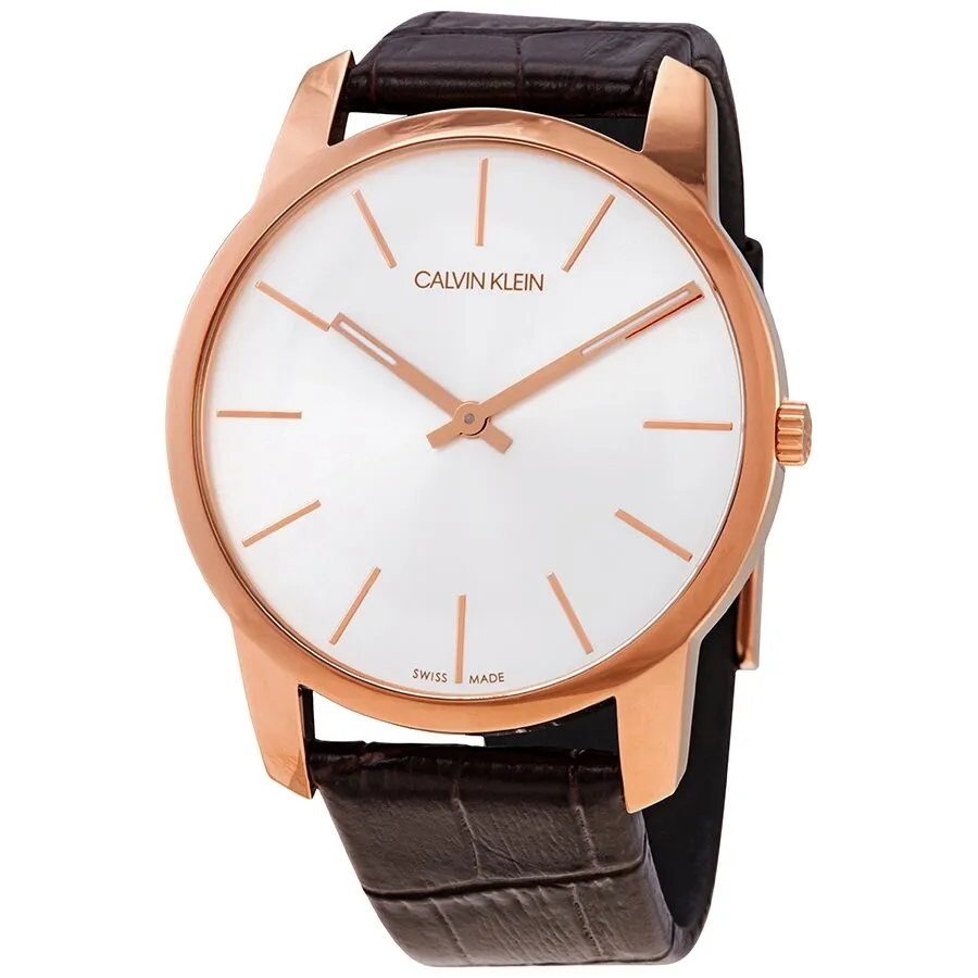 Calvin Klein Quartz Silver Dial Brown Leather Men's Watch K2G21629