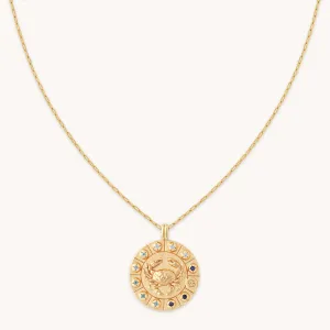 Cancer Bold Zodiac Pendant Necklace in Gold