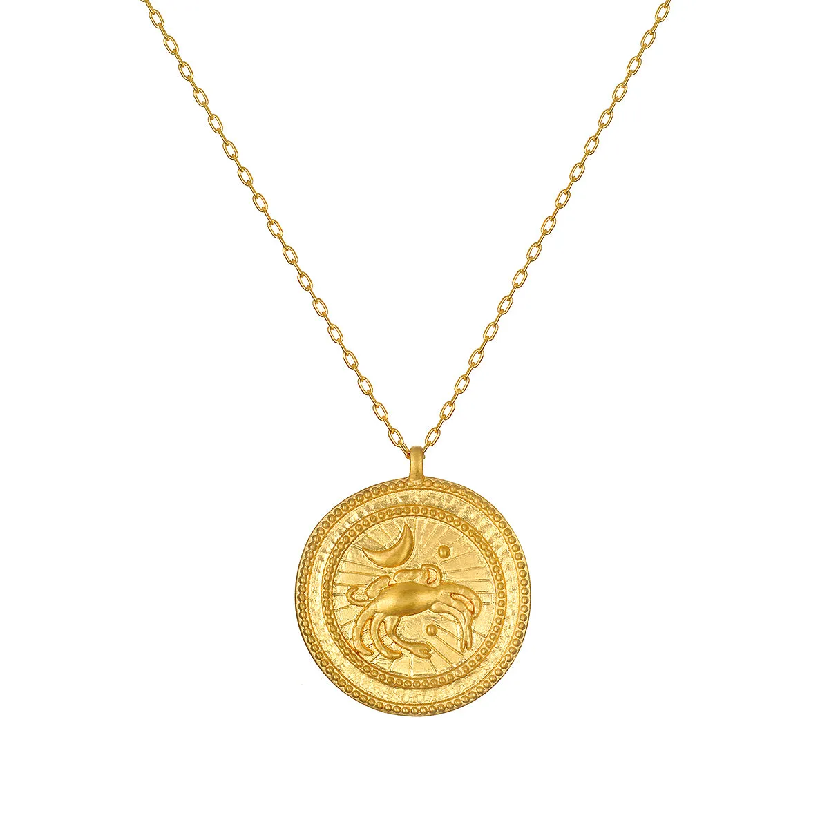 Cancer Gold Zodiac Coin Necklace