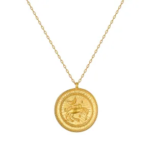 Cancer Gold Zodiac Coin Necklace