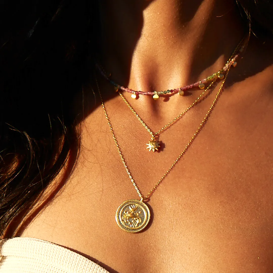 Cancer Gold Zodiac Coin Necklace