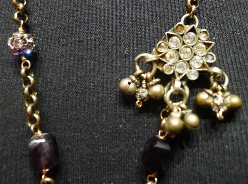 Candice Marks Tribal Necklace with Amethyst and Crystals