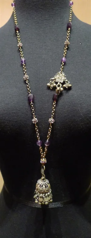 Candice Marks Tribal Necklace with Amethyst and Crystals