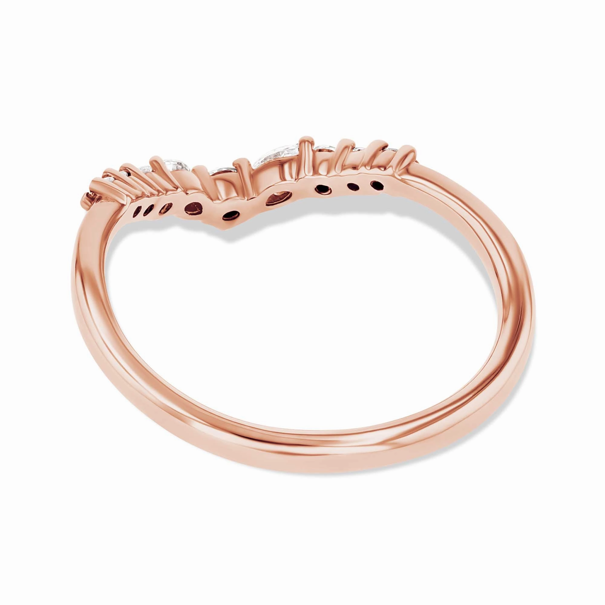 Capri 1/5 ctw Round and Marquise Lab Grown Diamond Chevron Curved Band Value Art Favorite Present