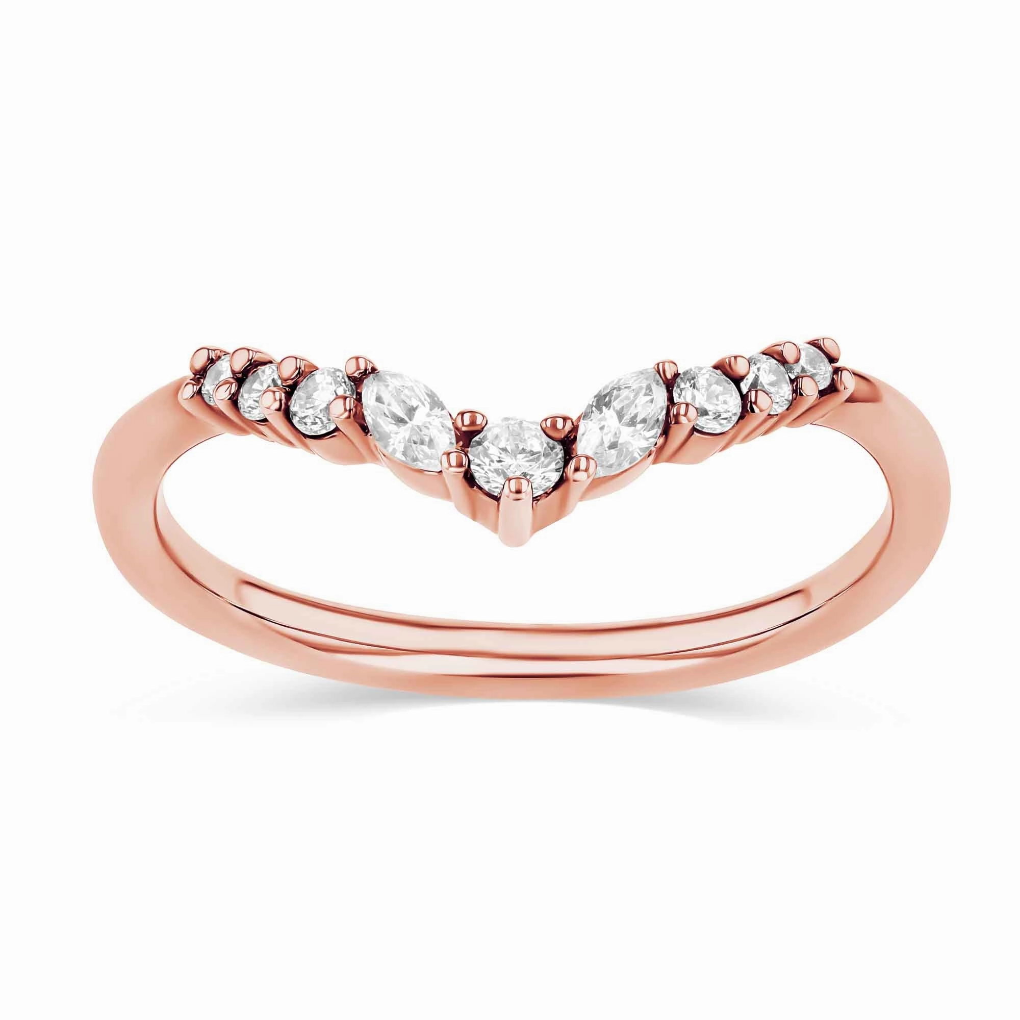 Capri 1/5 ctw Round and Marquise Lab Grown Diamond Chevron Curved Band Elegant Appeal