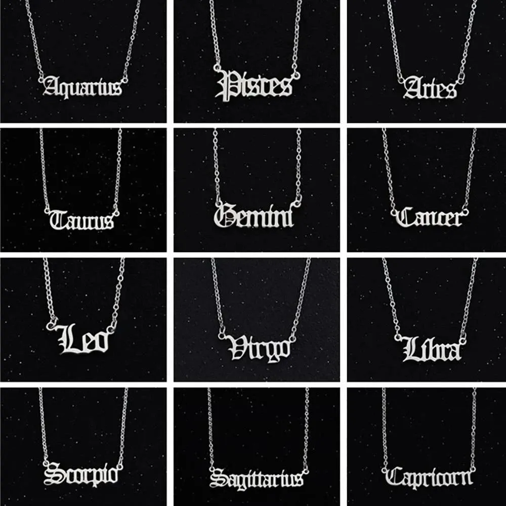 Capricorn Aquarius Pisces Aries Taures Gemini Cancer Leo Virgo Libra Scorpio Sagittarius Zodiac Necklace 12 Constellation Choker
