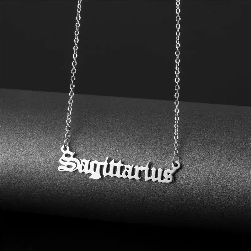 Capricorn Aquarius Pisces Aries Taures Gemini Cancer Leo Virgo Libra Scorpio Sagittarius Zodiac Necklace 12 Constellation Choker