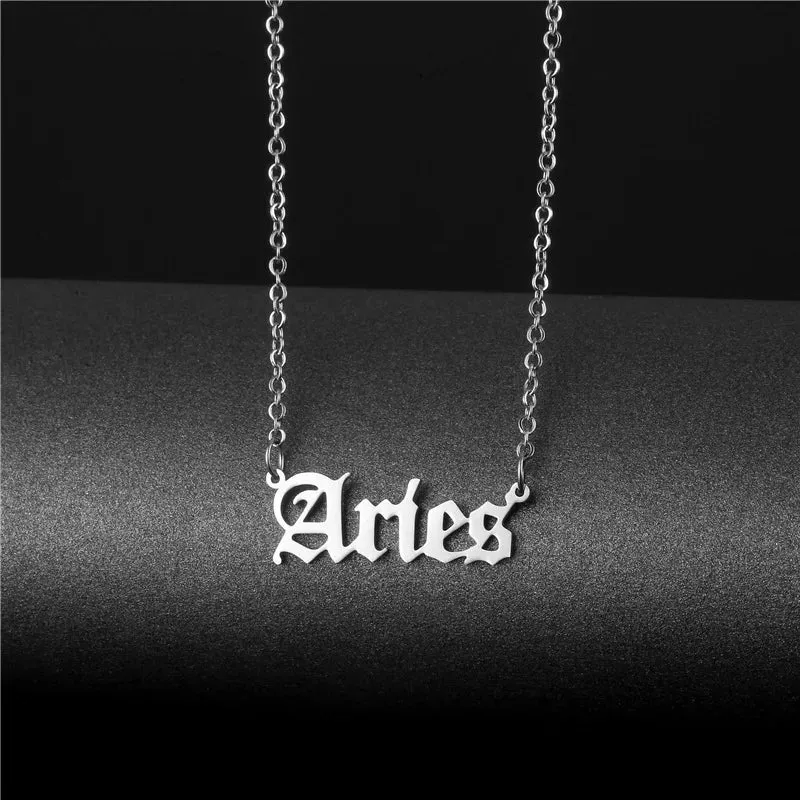 Capricorn Aquarius Pisces Aries Taures Gemini Cancer Leo Virgo Libra Scorpio Sagittarius Zodiac Necklace 12 Constellation Choker