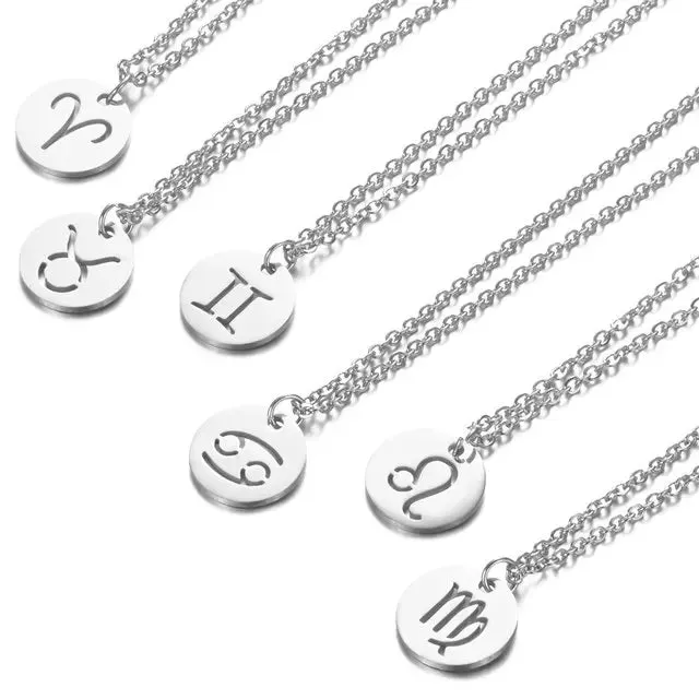 Capricorn Aquarius Pisces Aries Taures Gemini Cancer Leo Virgo Libra Scorpio Sagittarius Zodiac Necklace 12 Constellation Choker