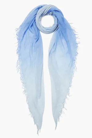Cashmere and Silk Scarf Wedgewood Dip Dyed
