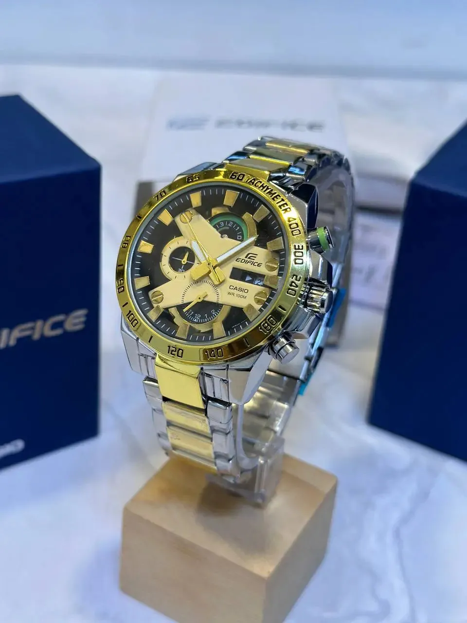Casio Edifice Watch EFR Quartz with Chronograph & Stainless Steel Chain