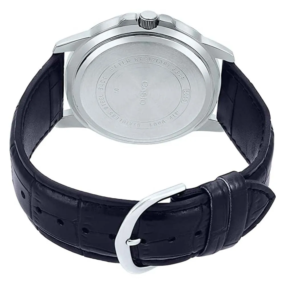Casio Men's Black Dial Leather Band Japanese Quartz Watch - MTP-VD01L-1EVUDF