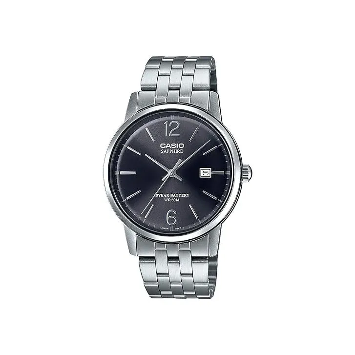 Casio Men's Black Dial Silver Stainless Steel Band Analog Quartz Watch - MTS-110D-1AVDF