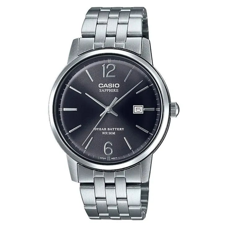 Casio Men's Black Dial Silver Stainless Steel Band Analog Quartz Watch - MTS-110D-1AVDF