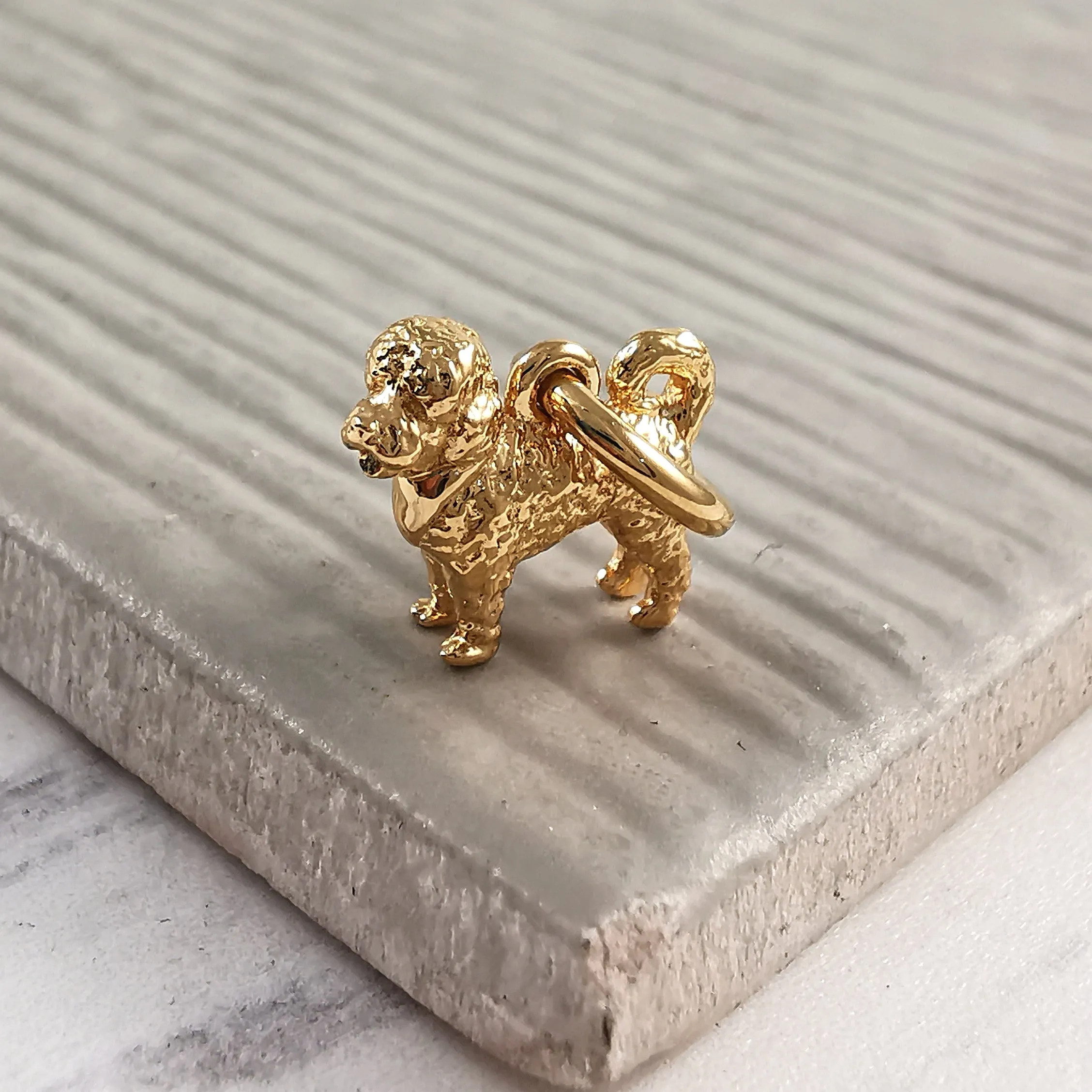 Cavapoo Silver Dog Charm