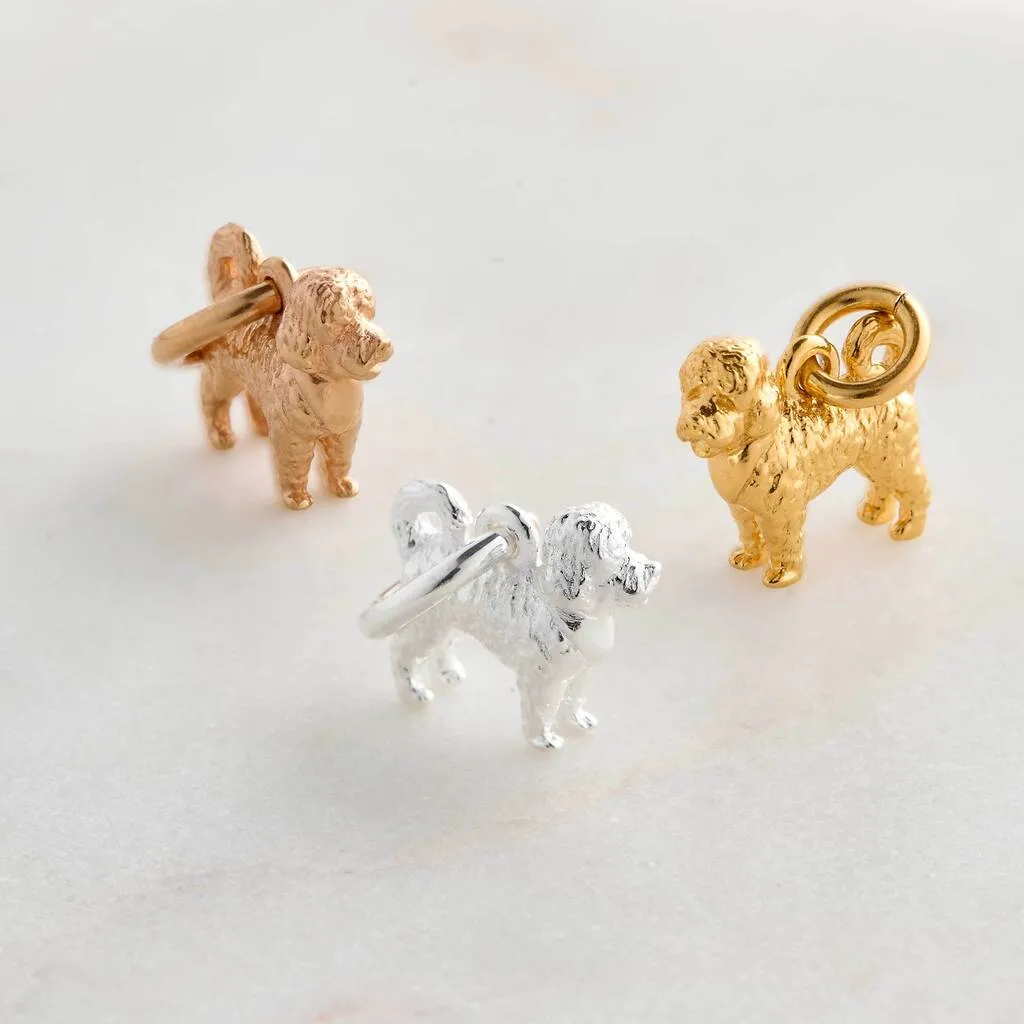Cavapoo Silver Dog Charm