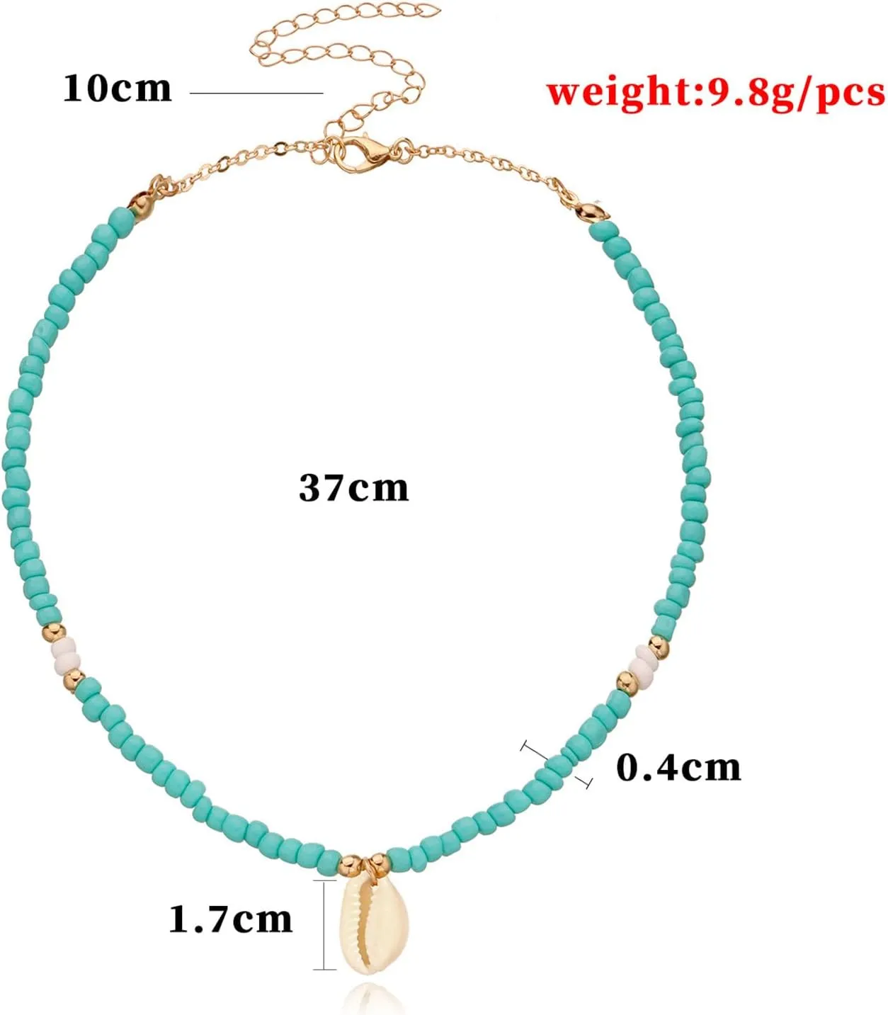 Chain with Initial Beaded Choker Necklace Adjustable Colorful Seashell Surfer Necklaces Beach Pooka Boho Trendy