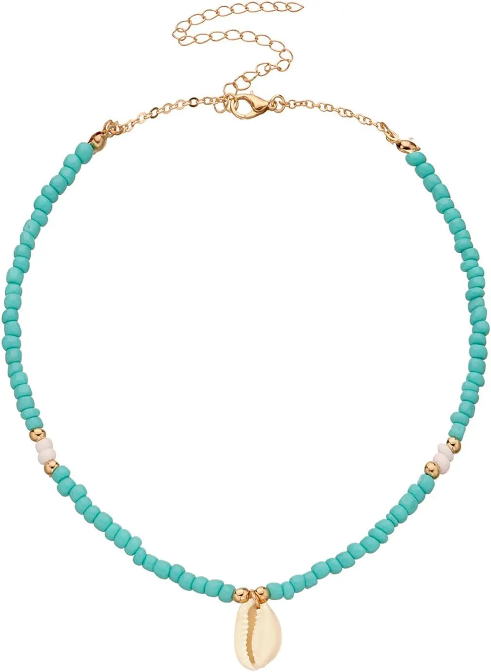 Chain with Initial Beaded Choker Necklace Adjustable Colorful Seashell Surfer Necklaces Beach Pooka Boho Trendy