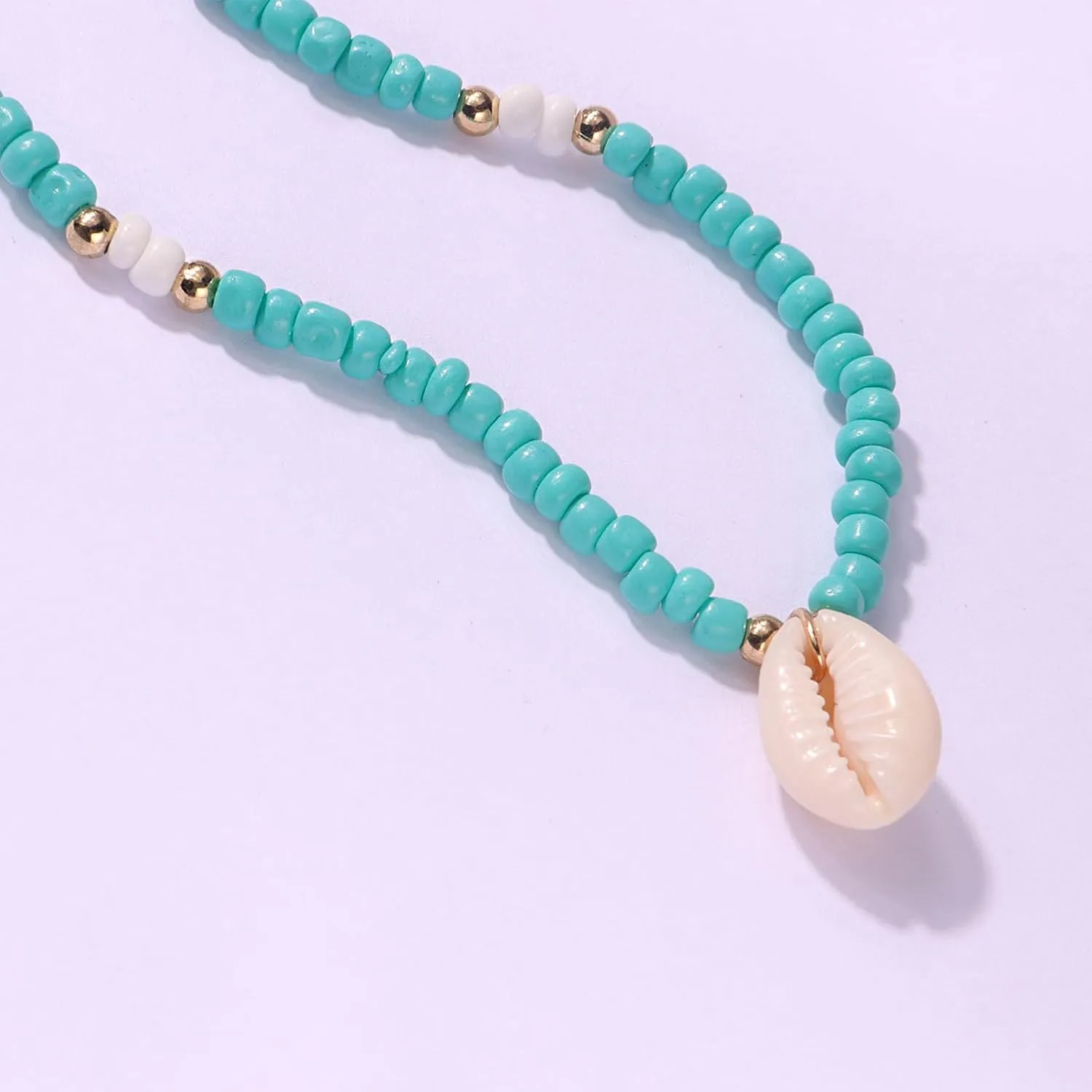 Chain with Initial Beaded Choker Necklace Adjustable Colorful Seashell Surfer Necklaces Beach Pooka Boho Trendy