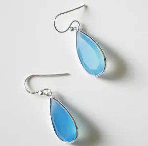 Chalcedony Waterdrop Hook Earrings .925 Sterling Silver