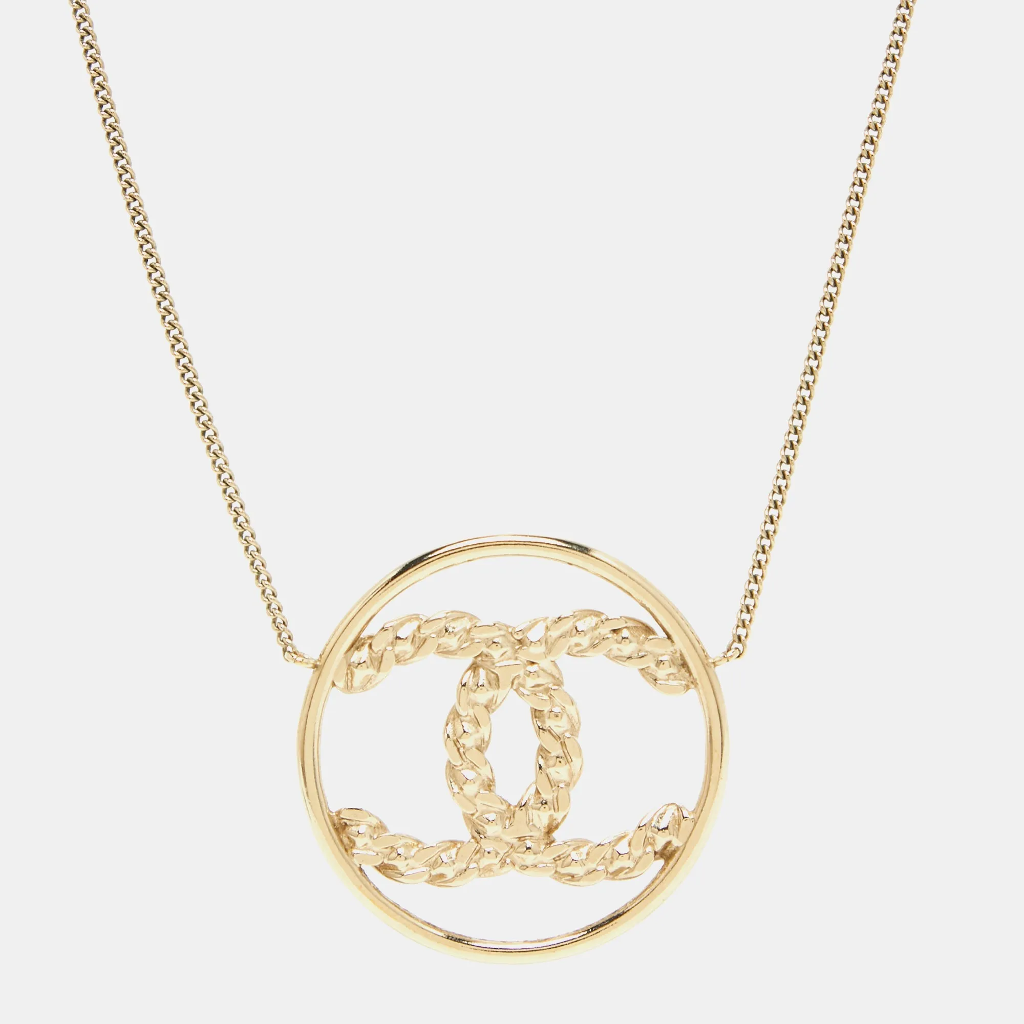 CHANEL CC Crystals Gold Tone Necklace