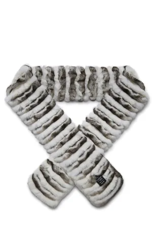 Chanel,  White & Black 'CC' Fur Muffler, White