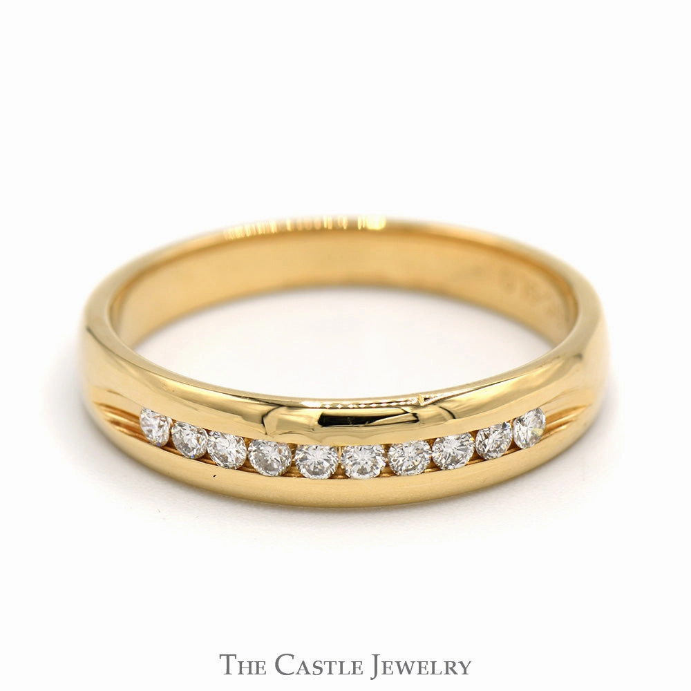 High-End Embellishment Low-Cost Piece Channel Set 1/4cttw Diamond Wedding Band in 14k Yellow Gold