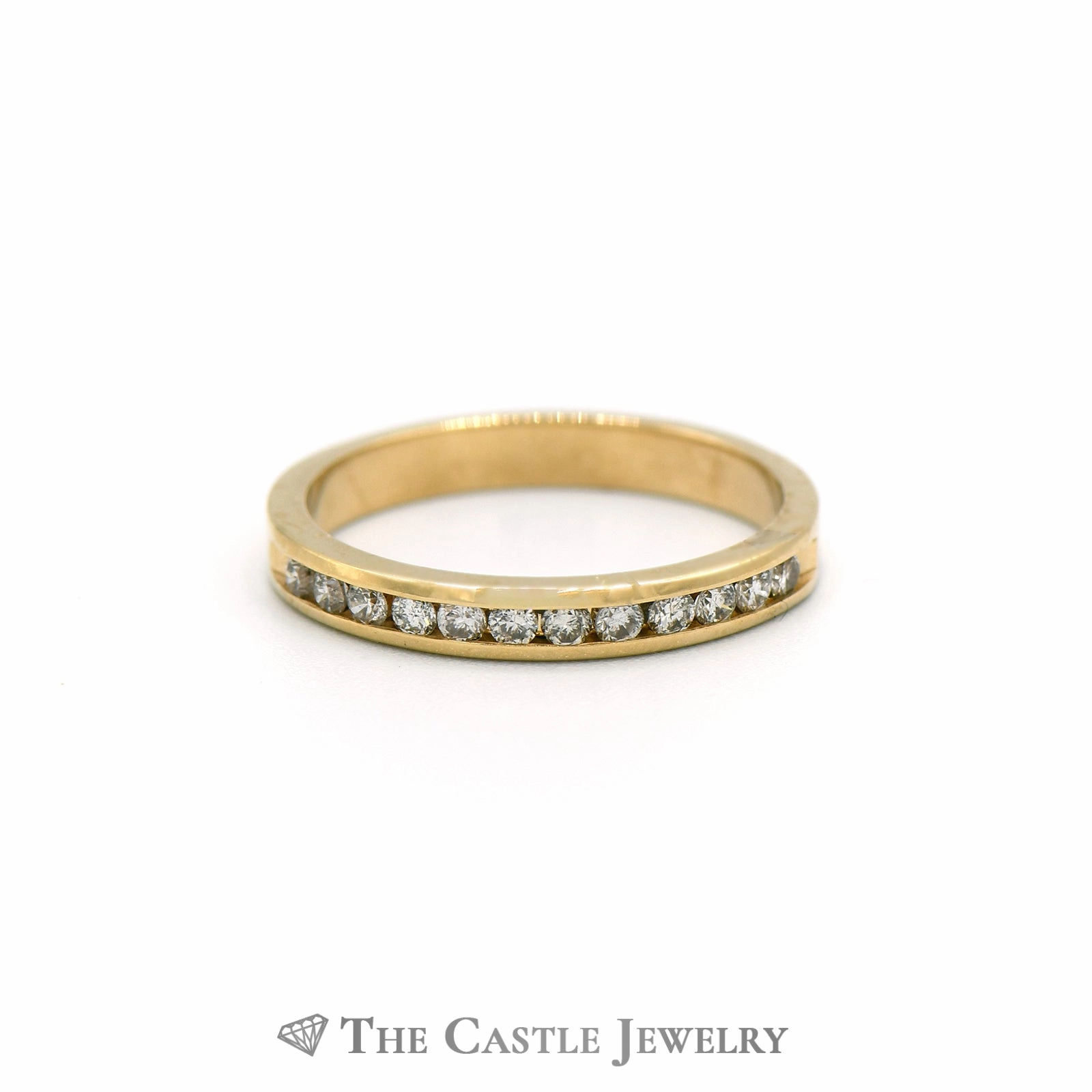 Channel Set Round Brilliant Cut .30cttw Diamond Wedding Band in 14K Yellow Gold Exclusive Ornament