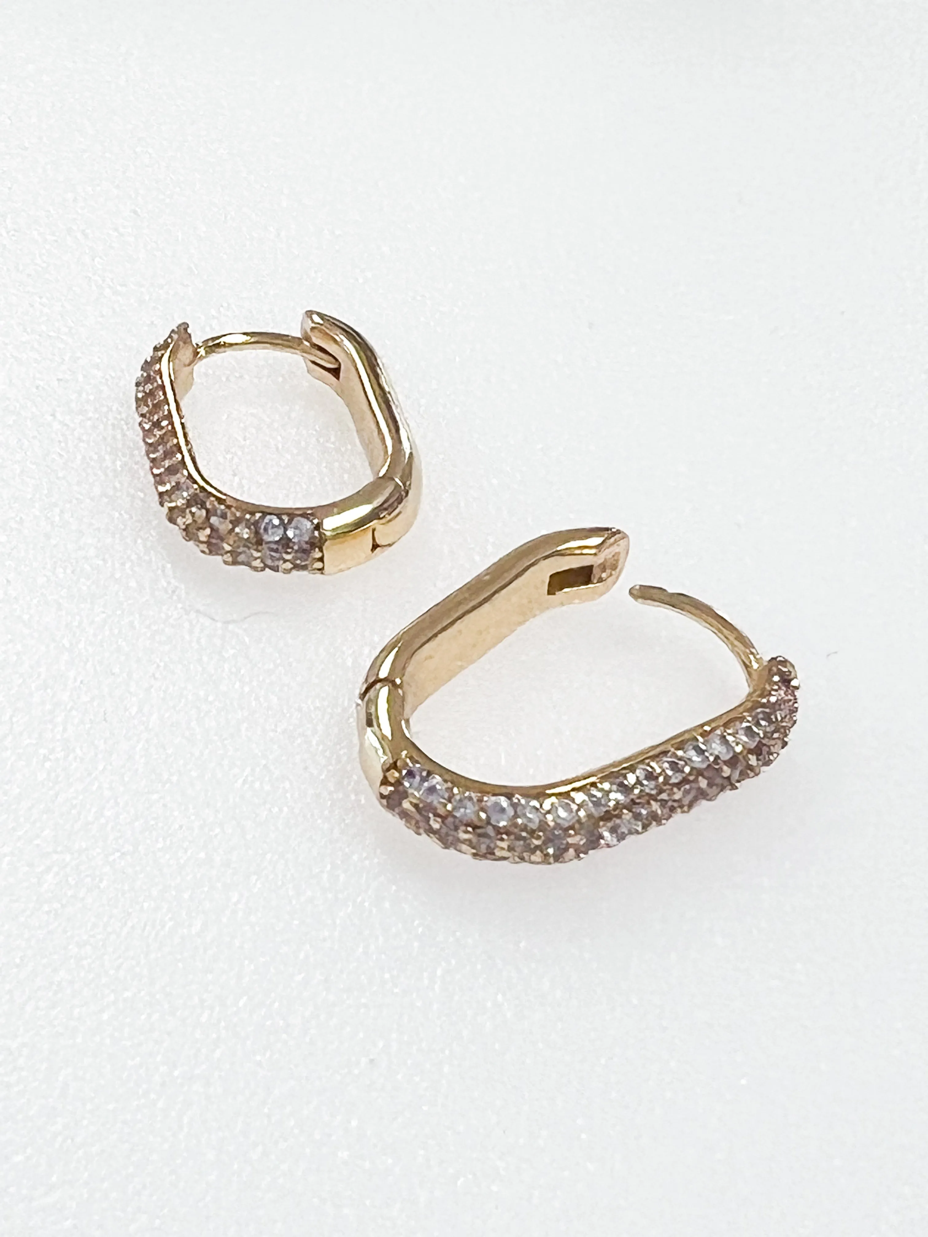 Charleigh - Pavé Gold Oval Mini Hoops