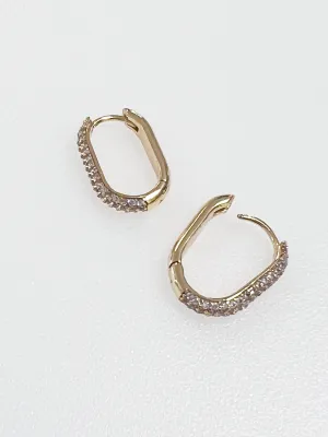 Charleigh - Pavé Gold Oval Mini Hoops