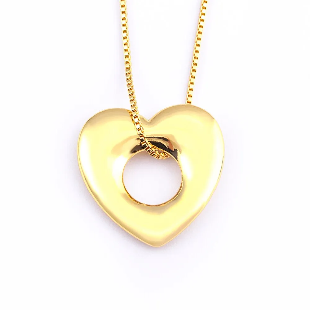 Charm Heart-Shaped Hollow Pendant Gold Plated Necklace Women