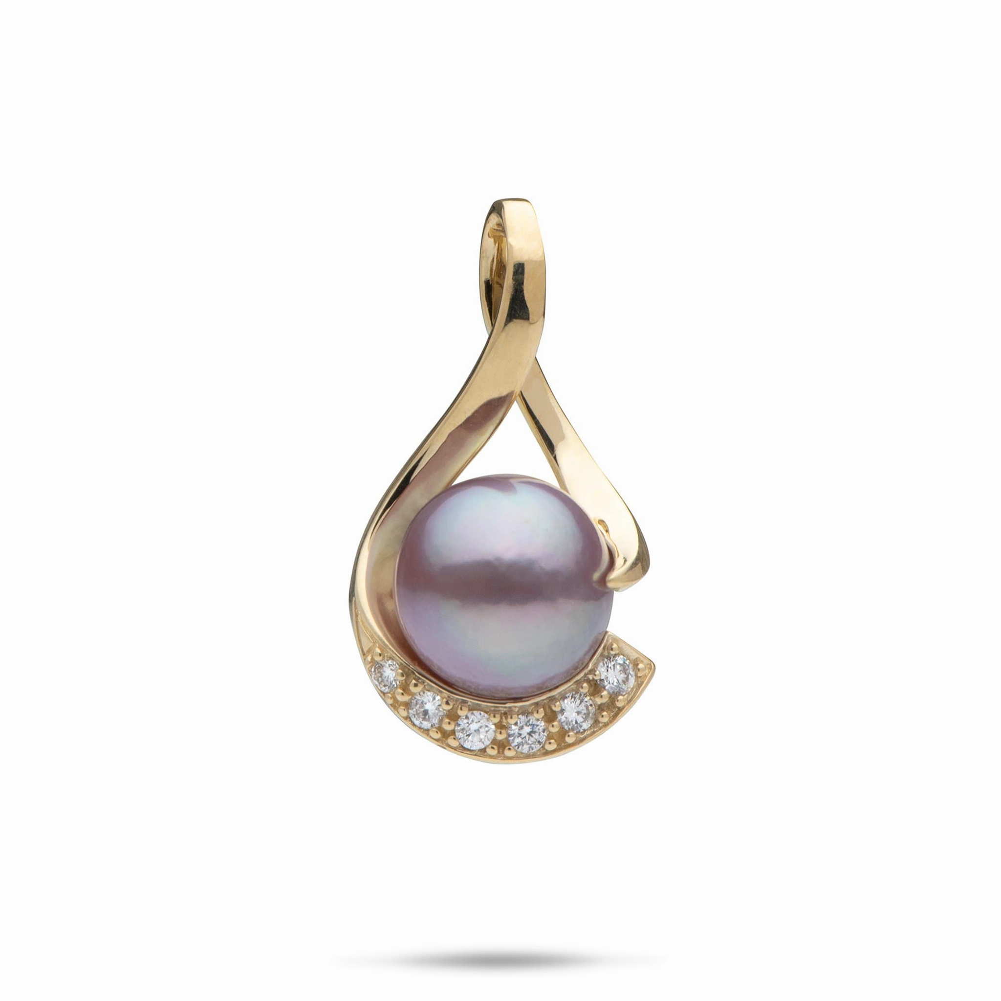 Lilac Freshwater Pearl Infinity Pendant in Gold with Diamonds - 10-11mm Everyday Spark Shining Piece