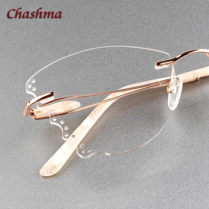 Chashma Ochki Women's Rimless ButterflyTitanium Eyeglasses Clear Lenses 88205
